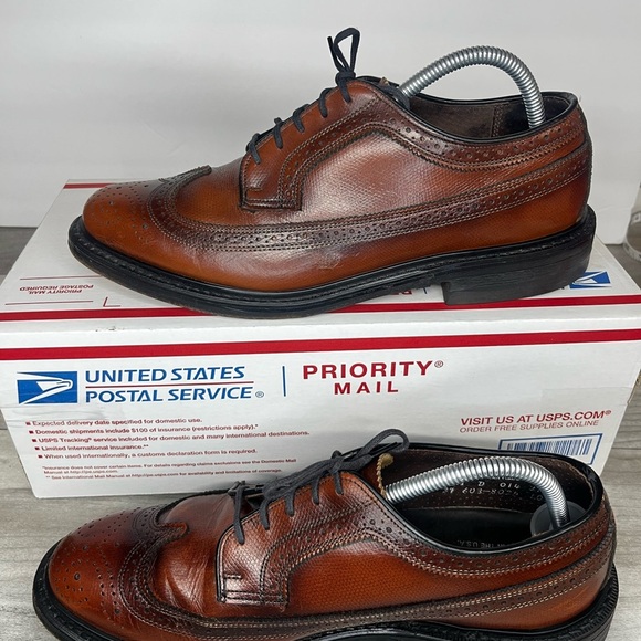 Vintage Leather Stafford Imperial Biltrite USA Wingtip Dress Shoes Mens 8.5 - Picture 3 of 10